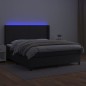 vidaXL Boxspringbett mit Matratze & LED Schwarz 160x200 cm Kunstleder vidaXL Boxspringbett mit Matratze & LED Schwarz 160x200 cm Kunstleder