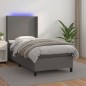 vidaXL Boxspringbett mit Matratze & LED Grau 80x200 cm Kunstleder vidaXL Boxspringbett mit Matratze & LED Grau 80x200 cm Kunstleder