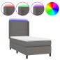 vidaXL Boxspringbett mit Matratze & LED Grau 80x200 cm Kunstleder vidaXL Boxspringbett mit Matratze & LED Grau 80x200 cm Kunstleder