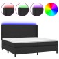 vidaXL Boxspringbett mit Matratze & LED Schwarz 200x200 cm Kunstleder vidaXL Boxspringbett mit Matratze & LED Schwarz 200x200 cm Kunstleder