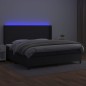 vidaXL Boxspringbett mit Matratze & LED Schwarz 200x200 cm Kunstleder vidaXL Boxspringbett mit Matratze & LED Schwarz 200x200 cm Kunstleder