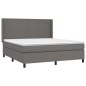 vidaXL Boxspringbett mit Matratze & LED Grau 180x200 cm Kunstleder vidaXL Boxspringbett mit Matratze & LED Grau 180x200 cm Kunstleder