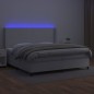 vidaXL Boxspringbett mit Matratze & LED Weiß 200x200 cm Kunstleder vidaXL Boxspringbett mit Matratze & LED Weiß 200x200 cm Kunstleder