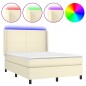 vidaXL Boxspringbett mit Matratze & LED Creme 140x200 cm Kunstleder vidaXL Boxspringbett mit Matratze & LED Creme 140x200 cm Kunstleder