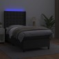 vidaXL Boxspringbett mit Matratze & LED Schwarz 90x190 cm Kunstleder vidaXL Boxspringbett mit Matratze & LED Schwarz 90x190 cm Kunstleder