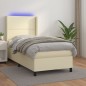 vidaXL Boxspringbett mit Matratze & LED Creme 100x200 cm Kunstleder vidaXL Boxspringbett mit Matratze & LED Creme 100x200 cm Kunstleder