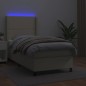 vidaXL Boxspringbett mit Matratze & LED Creme 100x200 cm Kunstleder vidaXL Boxspringbett mit Matratze & LED Creme 100x200 cm Kunstleder