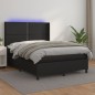 vidaXL Boxspringbett mit Matratze & LED Schwarz 140x190 cm Kunstleder vidaXL Boxspringbett mit Matratze & LED Schwarz 140x190 cm Kunstleder