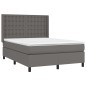 vidaXL Boxspringbett mit Matratze & LED Grau 140x190 cm Kunstleder vidaXL Boxspringbett mit Matratze & LED Grau 140x190 cm Kunstleder