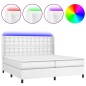 vidaXL Boxspringbett mit Matratze & LED Weiß 200x200 cm Kunstleder vidaXL Boxspringbett mit Matratze & LED Weiß 200x200 cm Kunstleder