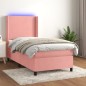 vidaXL Boxspringbett mit Matratze & LED Rosa 90x200 cm Samt vidaXL Boxspringbett mit Matratze & LED Rosa 90x200 cm Samt