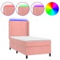 vidaXL Boxspringbett mit Matratze & LED Rosa 90x200 cm Samt vidaXL Boxspringbett mit Matratze & LED Rosa 90x200 cm Samt