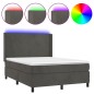 vidaXL Boxspringbett mit Matratze & LED Dunkelgrau 140x200 cm Samt vidaXL Boxspringbett mit Matratze & LED Dunkelgrau 140x200 cm Samt