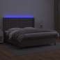 vidaXL Boxspringbett mit Matratze & LED Grau 180x200 cm Kunstleder vidaXL Boxspringbett mit Matratze & LED Grau 180x200 cm Kunstleder