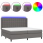 vidaXL Boxspringbett mit Matratze & LED Grau 200x200 cm Kunstleder vidaXL Boxspringbett mit Matratze & LED Grau 200x200 cm Kunstleder