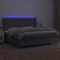 vidaXL Boxspringbett mit Matratze & LED Grau 200x200 cm Kunstleder vidaXL Boxspringbett mit Matratze & LED Grau 200x200 cm Kunstleder