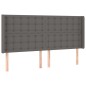 vidaXL Boxspringbett mit Matratze & LED Grau 200x200 cm Kunstleder vidaXL Boxspringbett mit Matratze & LED Grau 200x200 cm Kunstleder
