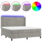 vidaXL Boxspringbett mit Matratze & LED Hellgrau 160x200 cm Samt vidaXL Boxspringbett mit Matratze & LED Hellgrau 160x200 cm Samt