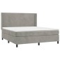 vidaXL Boxspringbett mit Matratze & LED Hellgrau 160x200 cm Samt vidaXL Boxspringbett mit Matratze & LED Hellgrau 160x200 cm Samt