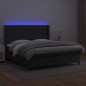 vidaXL Boxspringbett mit Matratze & LED Schwarz 180x200 cm Kunstleder vidaXL Boxspringbett mit Matratze & LED Schwarz 180x200 cm Kunstleder