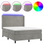 vidaXL Boxspringbett mit Matratze & LED Hellgrau 140x200 cm Samt vidaXL Boxspringbett mit Matratze & LED Hellgrau 140x200 cm Samt