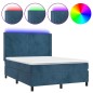 vidaXL Boxspringbett mit Matratze & LED Dunkelblau 140x190 cm Samt vidaXL Boxspringbett mit Matratze & LED Dunkelblau 140x190 cm Samt