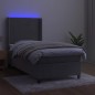 vidaXL Boxspringbett mit Matratze & LED Hellgrau 80x200 cm Samt vidaXL Boxspringbett mit Matratze & LED Hellgrau 80x200 cm Samt