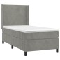 vidaXL Boxspringbett mit Matratze & LED Hellgrau 80x200 cm Samt vidaXL Boxspringbett mit Matratze & LED Hellgrau 80x200 cm Samt