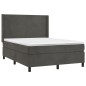 vidaXL Boxspringbett mit Matratze & LED Dunkelgrau 140x190 cm Samt vidaXL Boxspringbett mit Matratze & LED Dunkelgrau 140x190 cm Samt