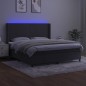 vidaXL Boxspringbett mit Matratze & LED Dunkelgrau 160x200 cm Samt vidaXL Boxspringbett mit Matratze & LED Dunkelgrau 160x200 cm Samt