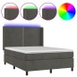 vidaXL Boxspringbett mit Matratze & LED Dunkelgrau 140x200 cm Samt vidaXL Boxspringbett mit Matratze & LED Dunkelgrau 140x200 cm Samt