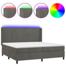 vidaXL Boxspringbett mit Matratze & LED Dunkelgrau 200x200 cm Samt