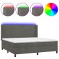 vidaXL Boxspringbett mit Matratze & LED Dunkelgrau 200x200 cm Samt vidaXL Boxspringbett mit Matratze & LED Dunkelgrau 200x200 cm Samt