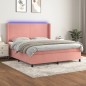 vidaXL Boxspringbett mit Matratze & LED Rosa 180x200 cm Samt vidaXL Boxspringbett mit Matratze & LED Rosa 180x200 cm Samt