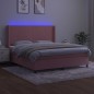 vidaXL Boxspringbett mit Matratze & LED Rosa 180x200 cm Samt vidaXL Boxspringbett mit Matratze & LED Rosa 180x200 cm Samt