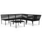 6-tlg. Garten-Lounge-Set mit Auflagen Schwarz PVC 6-tlg. Garten-Lounge-Set mit Auflagen Schwarz PVC