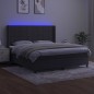 vidaXL Boxspringbett mit Matratze & LED Dunkelgrau 180x200 cm Samt vidaXL Boxspringbett mit Matratze & LED Dunkelgrau 180x200 cm Samt