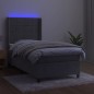 vidaXL Boxspringbett mit Matratze & LED Hellgrau 100x200 cm Samt vidaXL Boxspringbett mit Matratze & LED Hellgrau 100x200 cm Samt