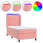 vidaXL Boxspringbett mit Matratze & LED Rosa 90x190 cm Samt vidaXL Boxspringbett mit Matratze & LED Rosa 90x190 cm Samt