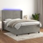vidaXL Boxspringbett mit Matratze & LED Hellgrau 140x200 cm Samt vidaXL Boxspringbett mit Matratze & LED Hellgrau 140x200 cm Samt