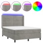 vidaXL Boxspringbett mit Matratze & LED Hellgrau 140x200 cm Samt vidaXL Boxspringbett mit Matratze & LED Hellgrau 140x200 cm Samt