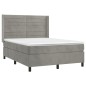 vidaXL Boxspringbett mit Matratze & LED Hellgrau 140x200 cm Samt vidaXL Boxspringbett mit Matratze & LED Hellgrau 140x200 cm Samt