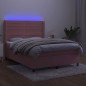 vidaXL Boxspringbett mit Matratze & LED Rosa 140x190 cm Samt vidaXL Boxspringbett mit Matratze & LED Rosa 140x190 cm Samt