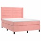vidaXL Boxspringbett mit Matratze & LED Rosa 140x190 cm Samt vidaXL Boxspringbett mit Matratze & LED Rosa 140x190 cm Samt