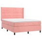 vidaXL Boxspringbett mit Matratze & LED Rosa 140x200 cm Samt vidaXL Boxspringbett mit Matratze & LED Rosa 140x200 cm Samt