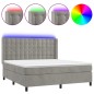 vidaXL Boxspringbett mit Matratze & LED Hellgrau 160x200 cm Samt vidaXL Boxspringbett mit Matratze & LED Hellgrau 160x200 cm Samt