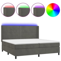 vidaXL Boxspringbett mit Matratze & LED Dunkelgrau 200x200 cm Samt