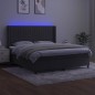 vidaXL Boxspringbett mit Matratze & LED Dunkelgrau 160x200 cm Samt vidaXL Boxspringbett mit Matratze & LED Dunkelgrau 160x200 cm Samt