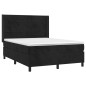 vidaXL Boxspringbett mit Matratze & LED Schwarz 140x200 cm Samt vidaXL Boxspringbett mit Matratze & LED Schwarz 140x200 cm Samt