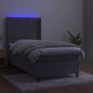 vidaXL Boxspringbett mit Matratze & LED Hellgrau 90x190 cm Samt vidaXL Boxspringbett mit Matratze & LED Hellgrau 90x190 cm Samt